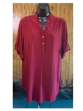 Perseption nwt size 3x Burgundy Button-Front Top